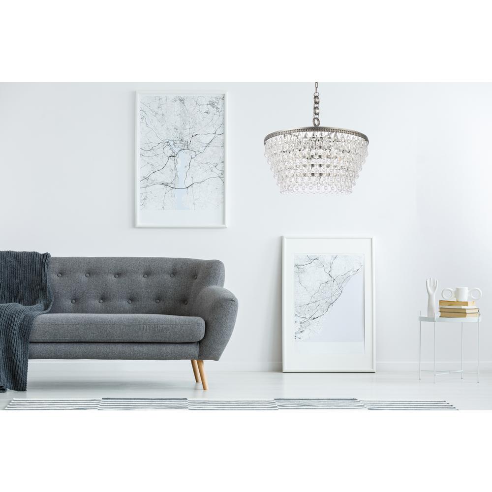 Nordic 6 light antique silver Chandelier Clear Royal Cut Crystal. Picture 7