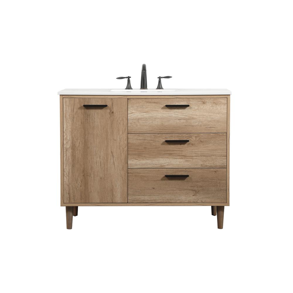 42 inch Single bathroom vanity in natural oak. Picture 1
