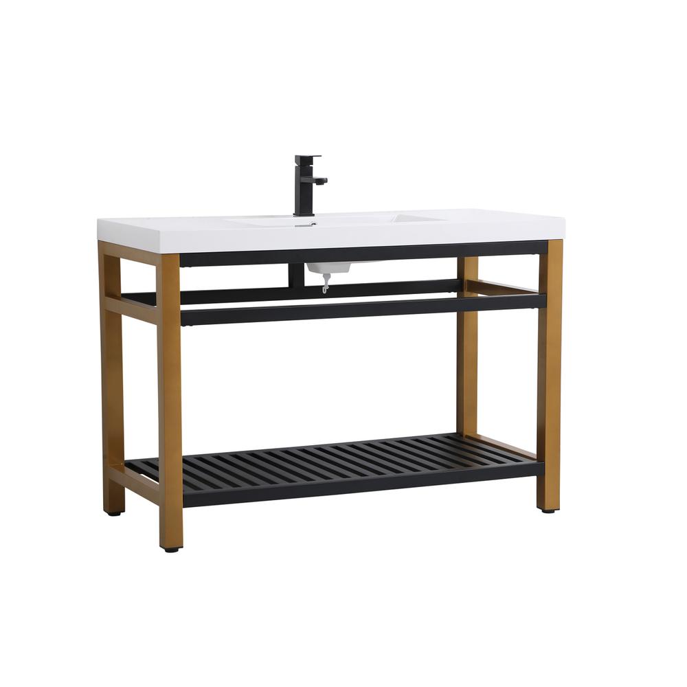 48 inch Single Bathroom Metal Vanity in Golden Black. Picture 6