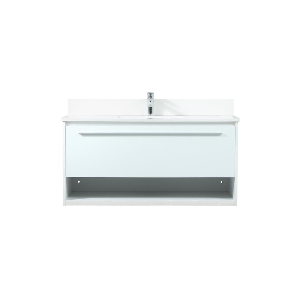 40 inch Single bathroom vanity in white with backsplash. Picture 1