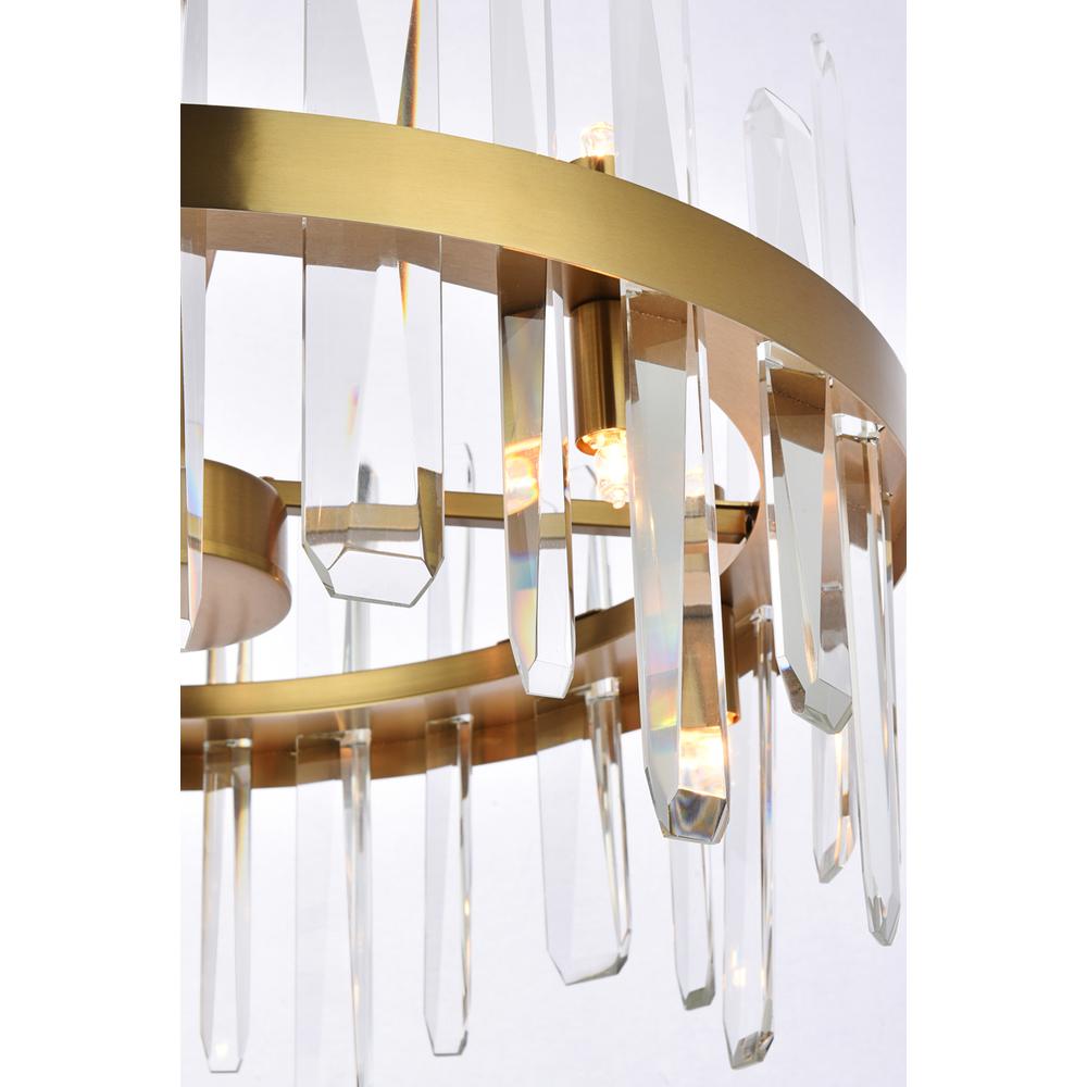 Serena 20 inch crystal round pendant in satin gold. Picture 3