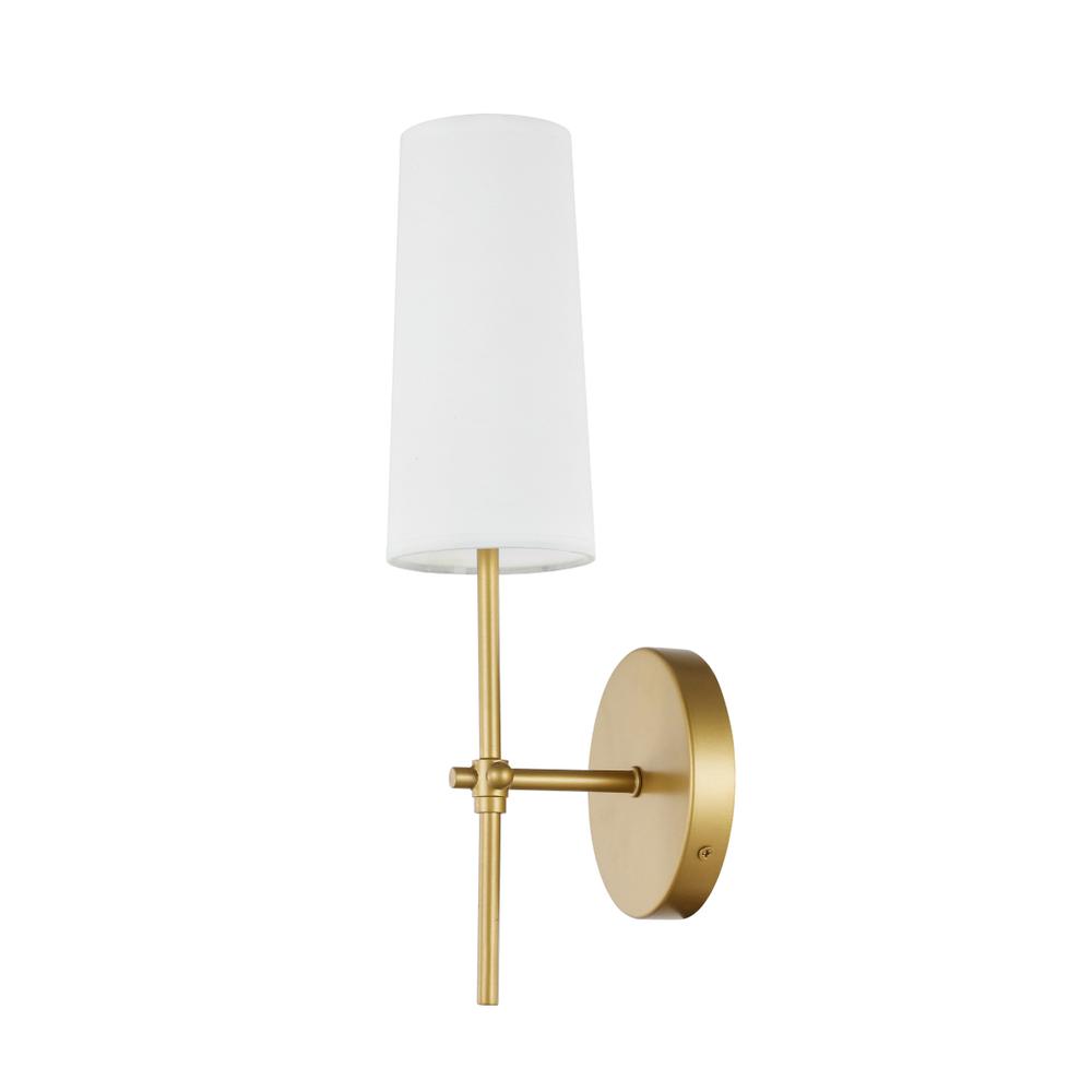 Mel 1 light Brass and White shade wall sconce. Picture 7