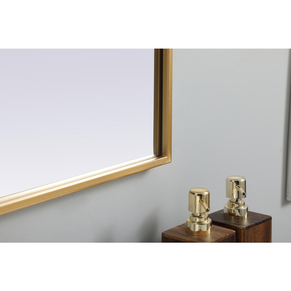 Metal Frame Arch Mirror 33x36 Inch in Brass. Picture 6