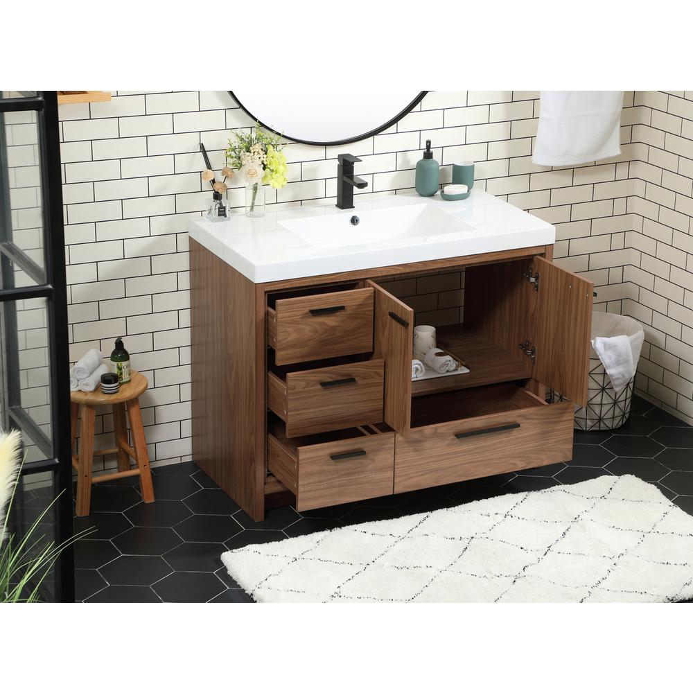 42 inch Single bathroom vanity in walnut brown. Picture 3