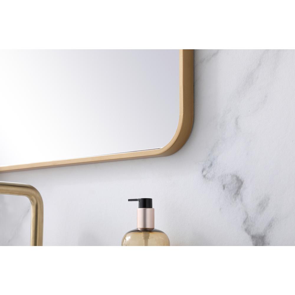 Soft corner metal rectangular mirror 24x32 inch in Brass. Picture 4