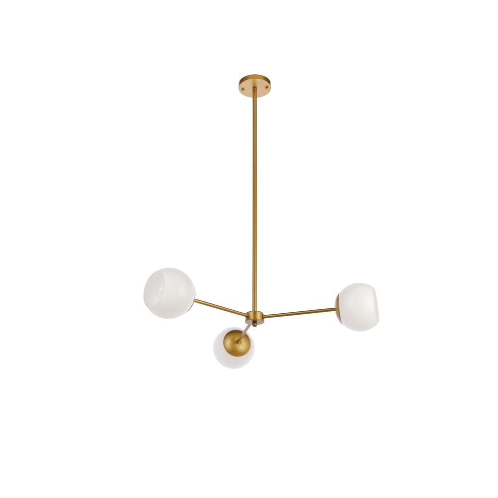 Briggs 32 inch pendant in brass with white shade. Picture 6