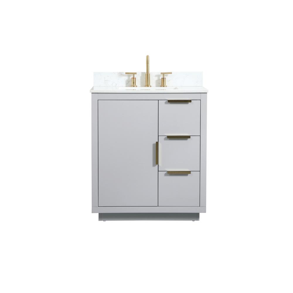 30 inch Single bathroom vanity in grey with backsplash. Picture 1