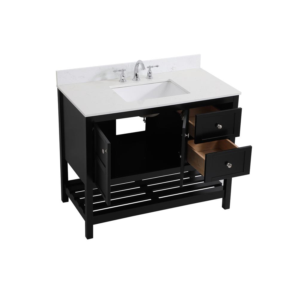 42 inch Single Bathroom Vanity in Black with Backsplash. Picture 9