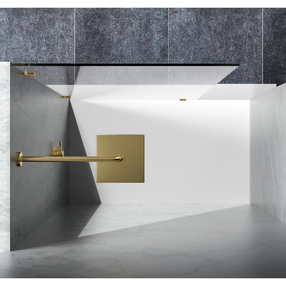 Fixed frameless shower door 35 x 78 Brushed Gold. Picture 4