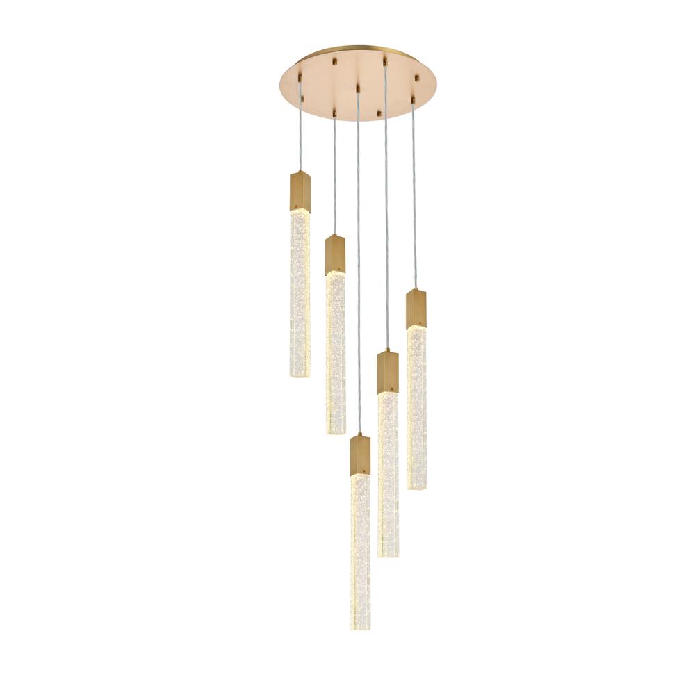 Weston 5 lights pendant in satin gold. Picture 1