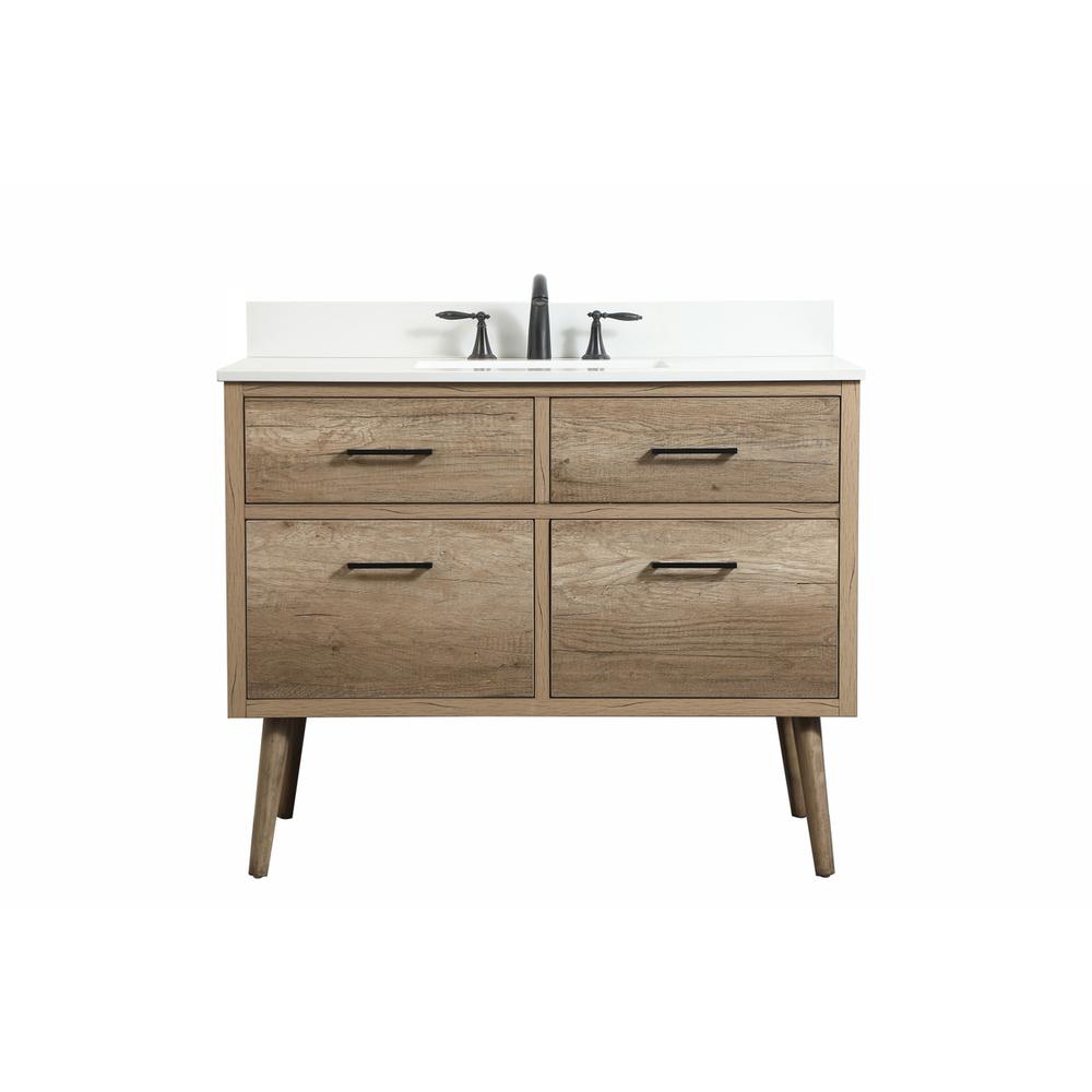 42 inch Single bathroom vanity in natural oak with backsplash. Picture 1