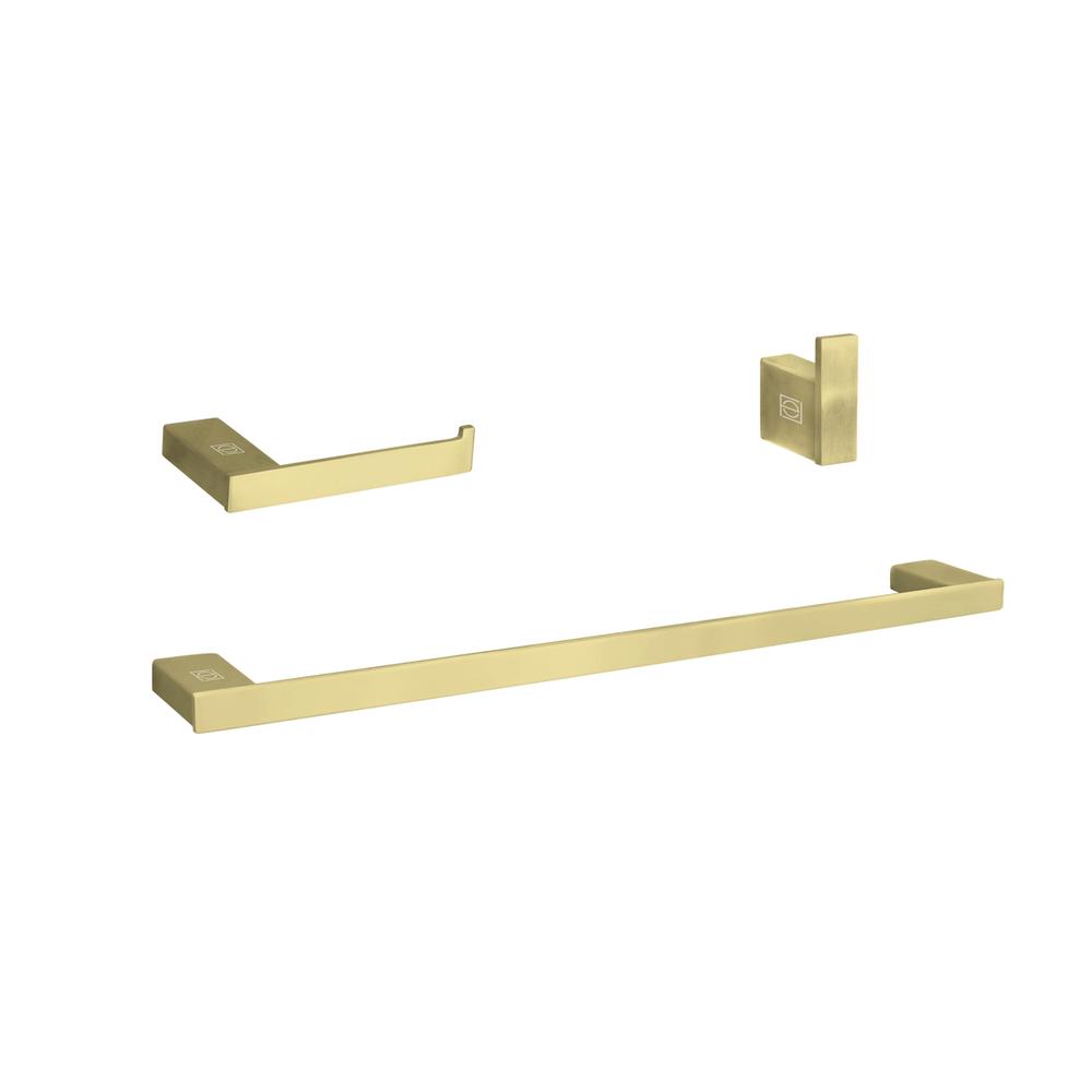 Sofia 3-Piece Bathroom Hardware Set in Brushed Gold. Picture 1