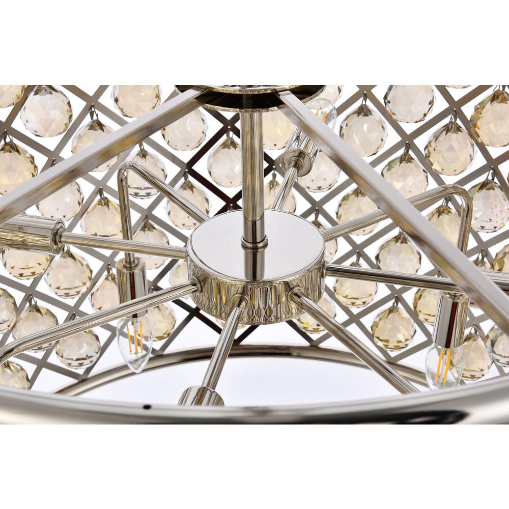 Madison 8 light polished nickel Chandelier Golden Teak (Smoky) Royal Cut Crystal. Picture 5