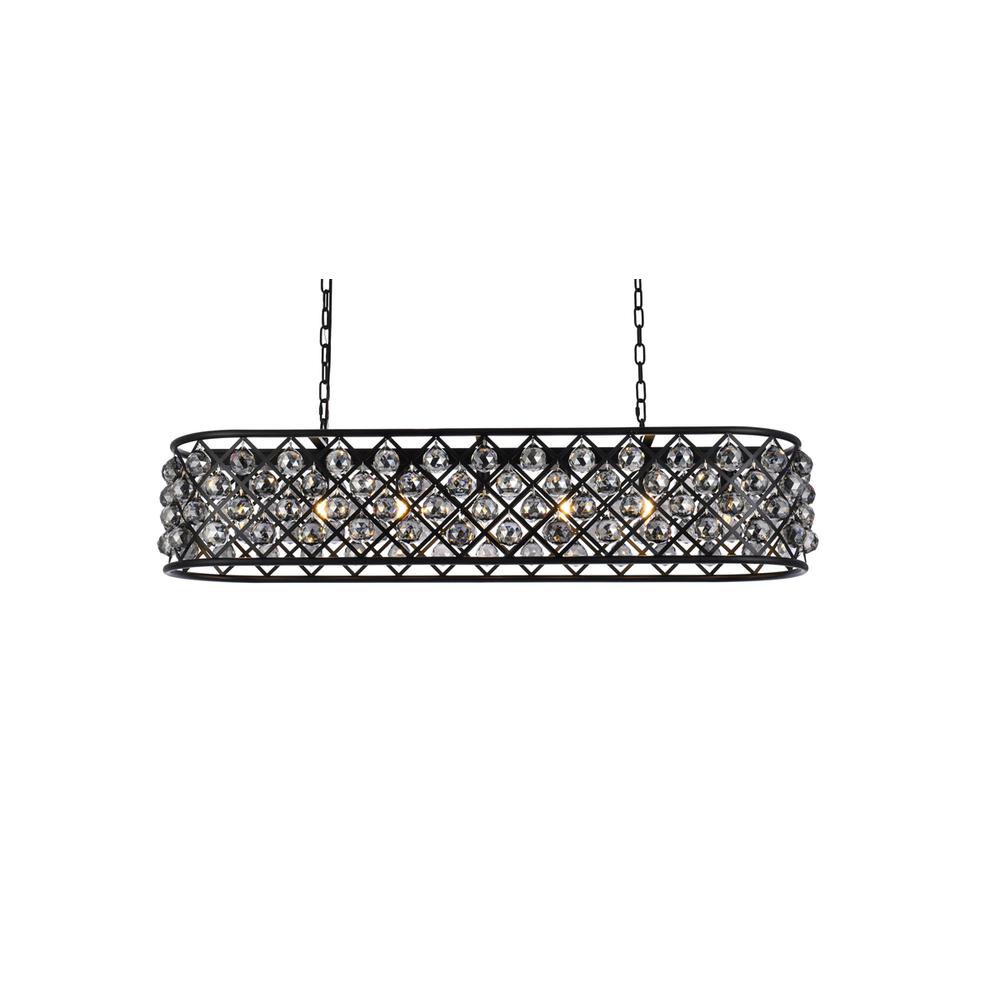 Madison 7 light Matte Black Chandelier Silver Shade (Grey) Royal Cut Crystal. Picture 2