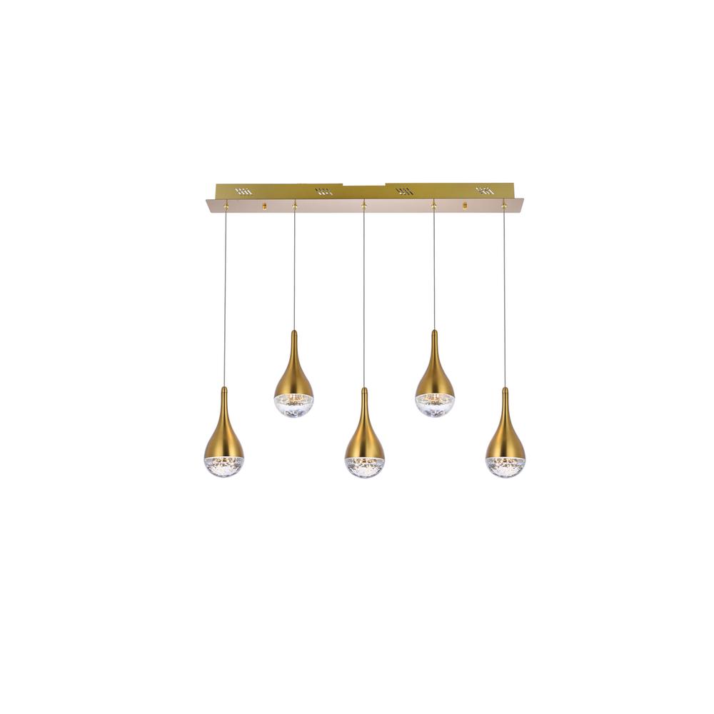 Amherst 34 inch LED pendant in satin gold. Picture 1