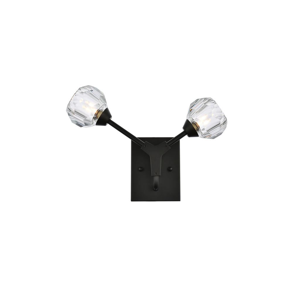 Zayne 2 Light Wall Sconce in Black. Picture 1