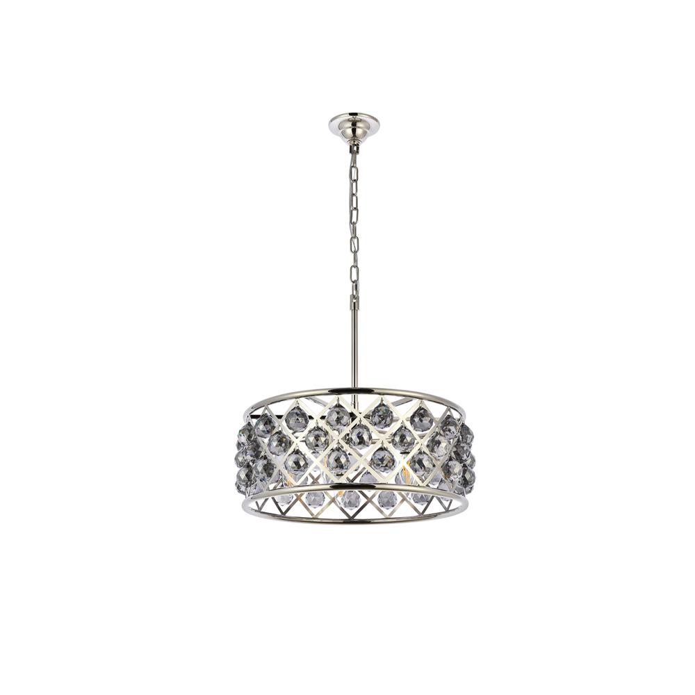Madison 5 light polished Nickel Chandelier Silver Shade (Grey) Royal Cut Crystal. Picture 6
