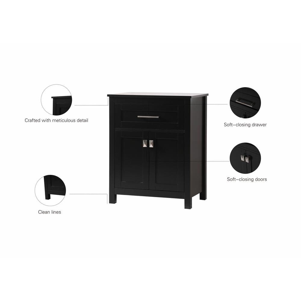 24 Inch Wide Bathroom Storage Freestanding Cabinet In Black. Picture 11