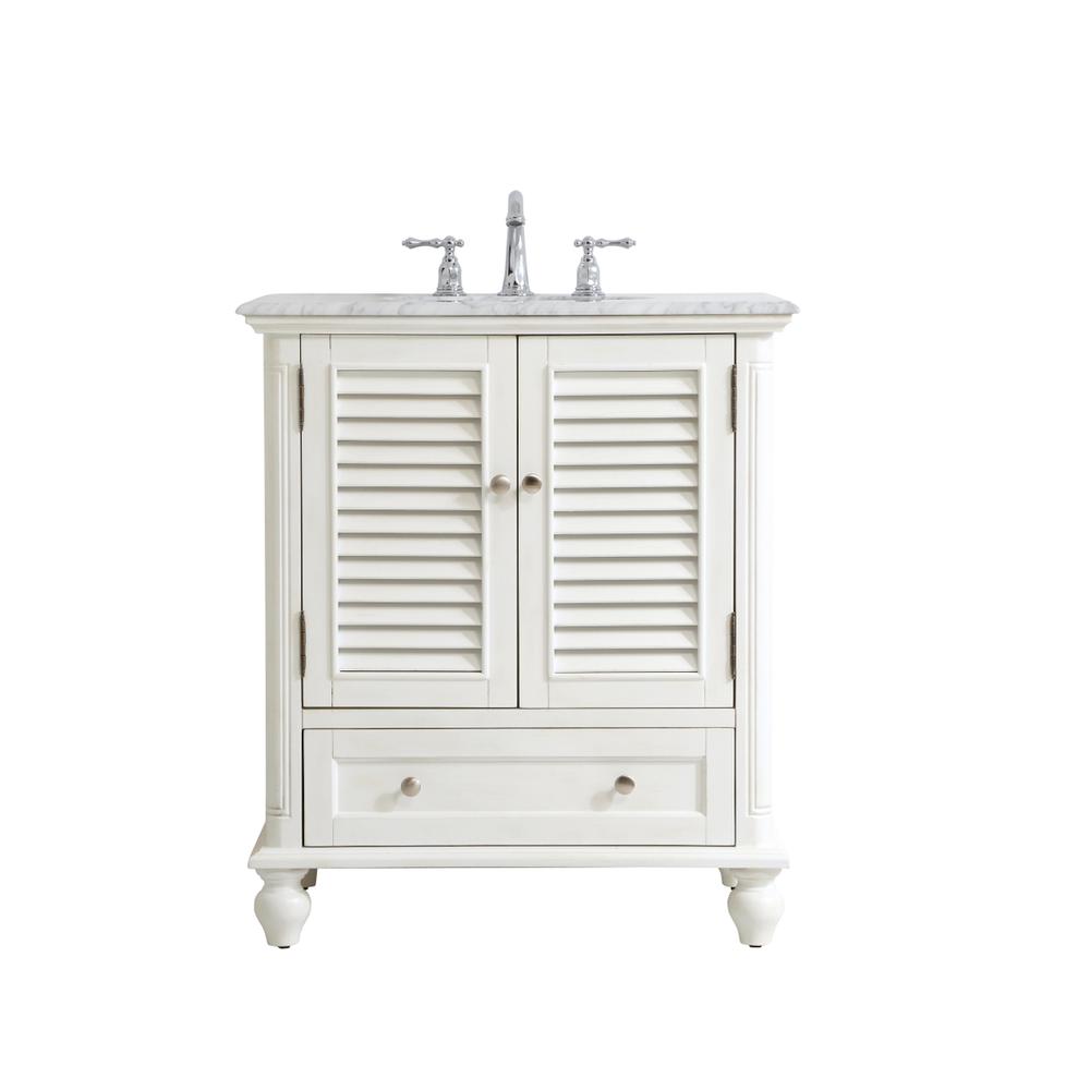 30 inch Single Bathroom Vanity in Antique White. Picture 1