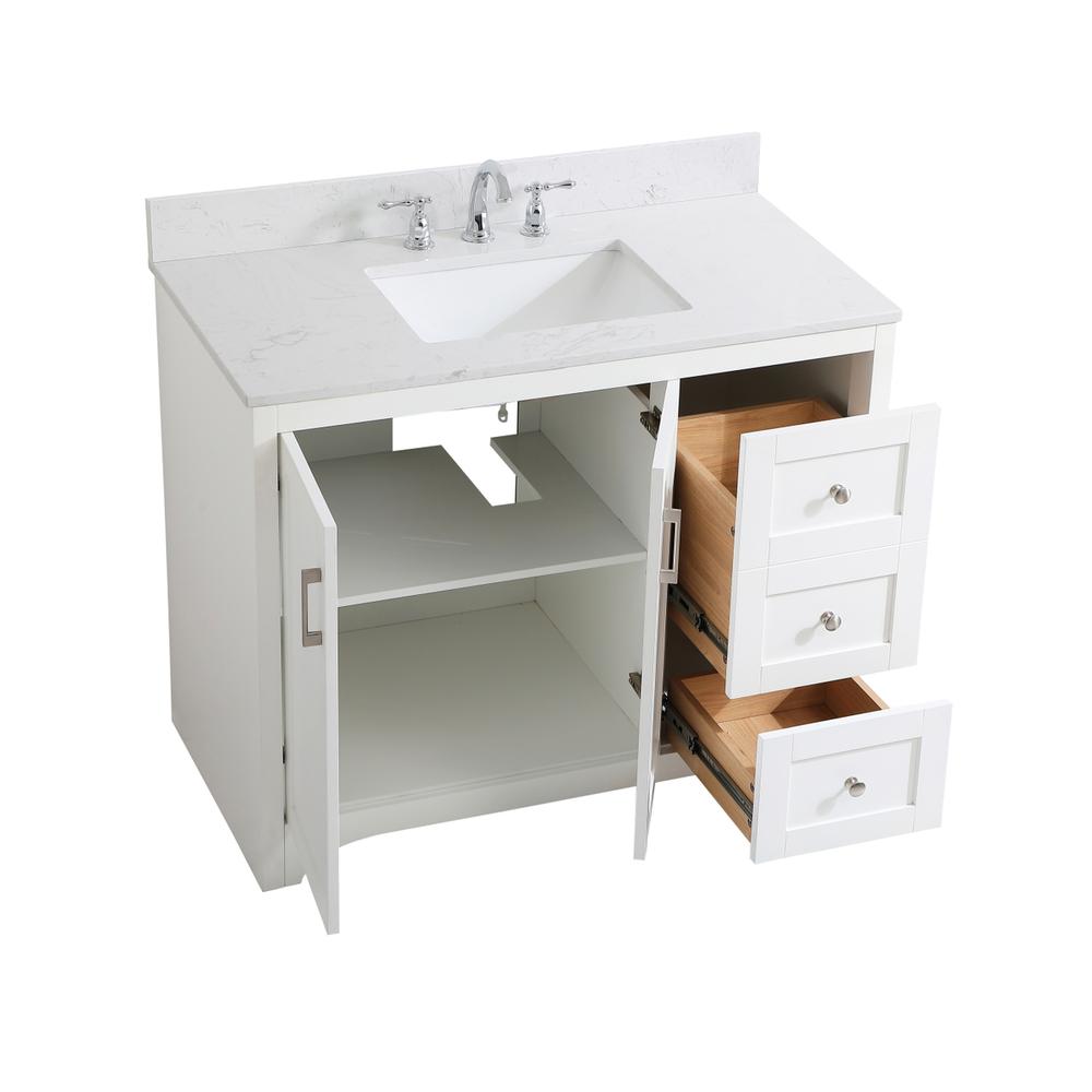 42 inch Single Bathroom Vanity in White with Backsplash. Picture 10