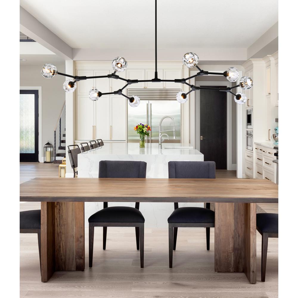 Zayne 10 Light Pendant in Black. Picture 7