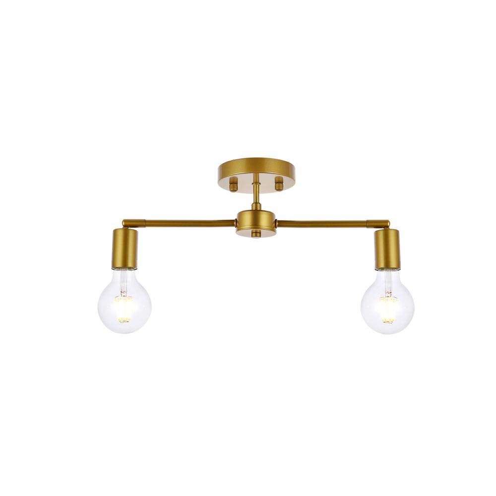 Zane 2 lights brass flush mount. Picture 1