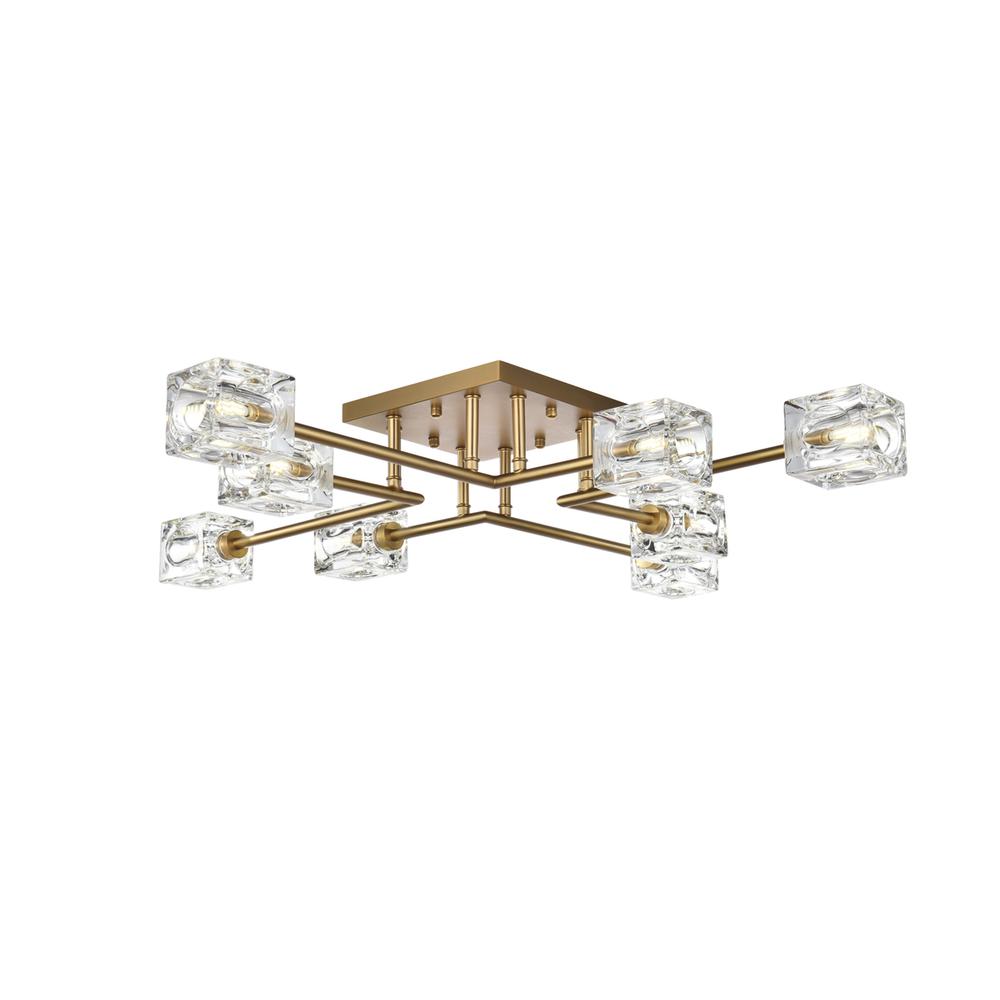 Lyra 32 inch Flush Mount in Satin Gold. Picture 1