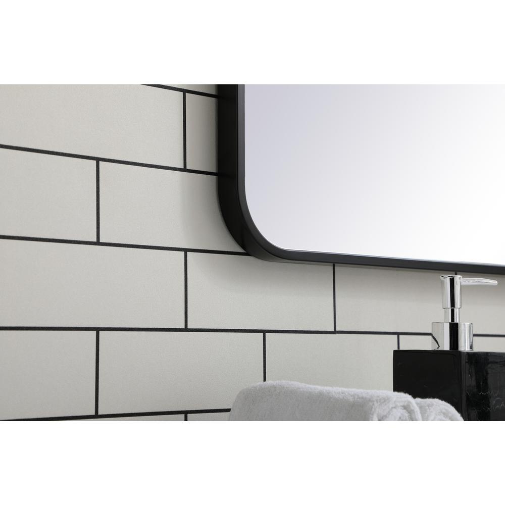Soft corner metal rectangular mirror 27x40 inch in Black. Picture 4