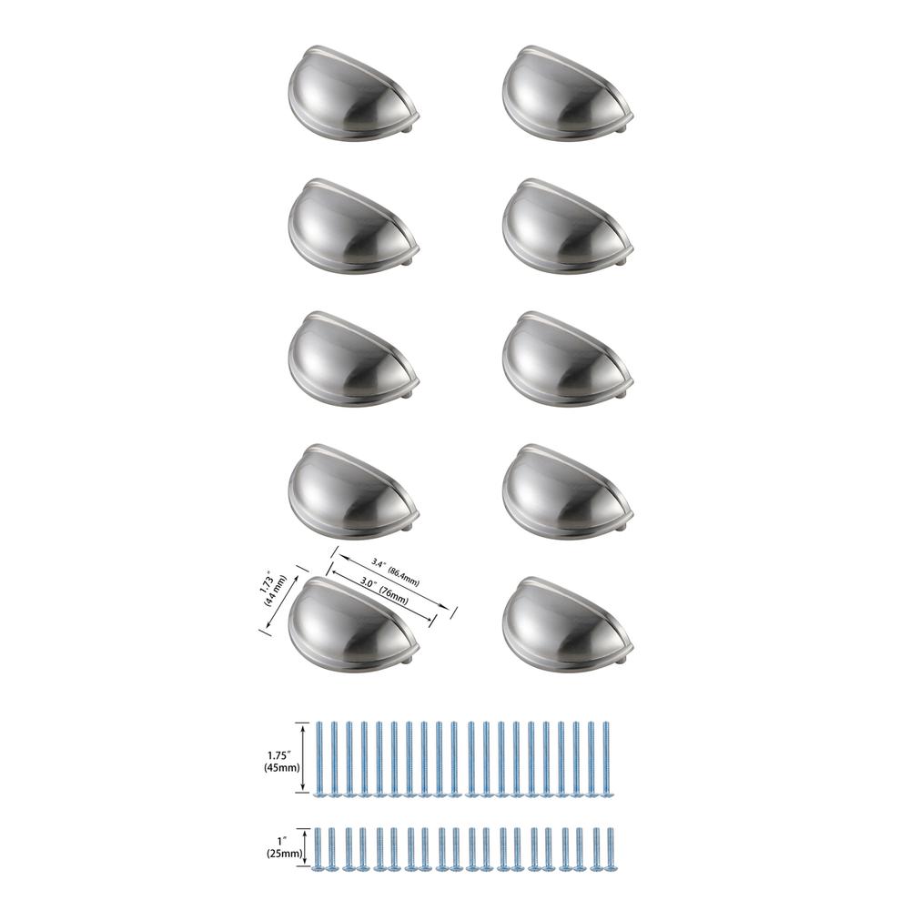 Atticus 3" Center to Center Brushed Nickel Cup Bar Pull Multipack (set of 10). Picture 5