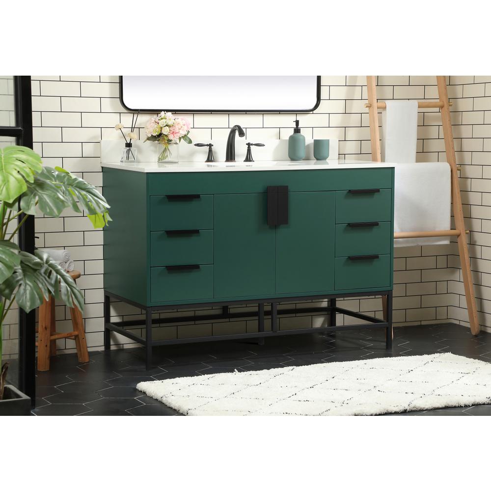 48 inch Single bathroom vanity in green with backsplash. Picture 2