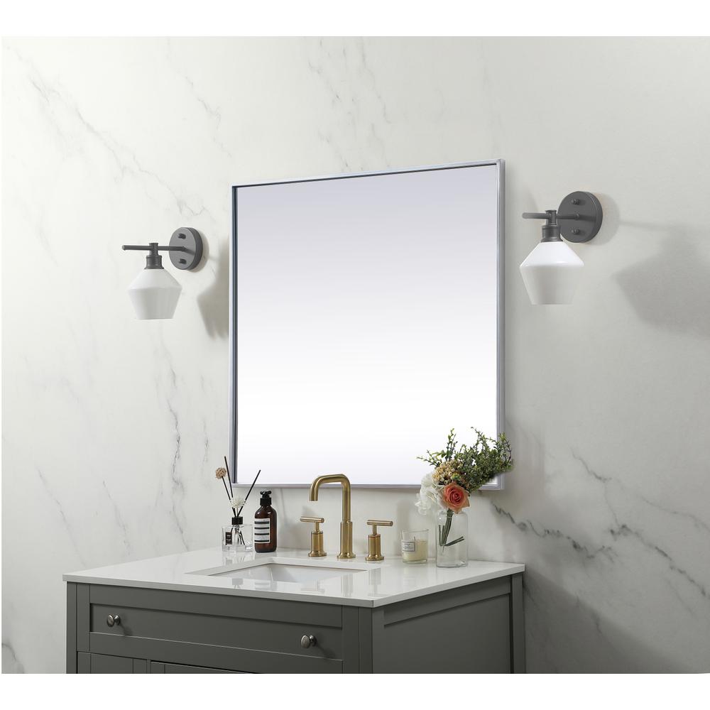 Metal Frame Square Mirror 30 inch in Silver. Picture 2