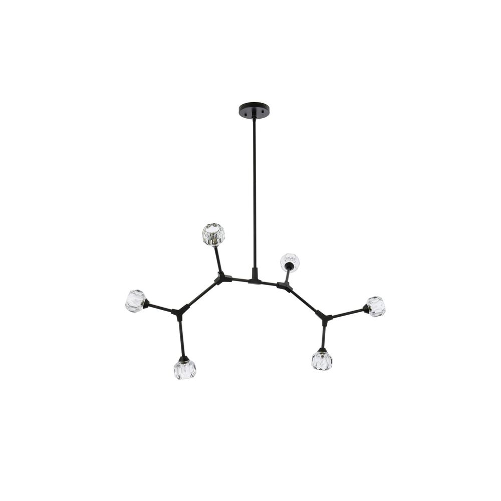Zayne 6 Light Pendant in Black. Picture 6