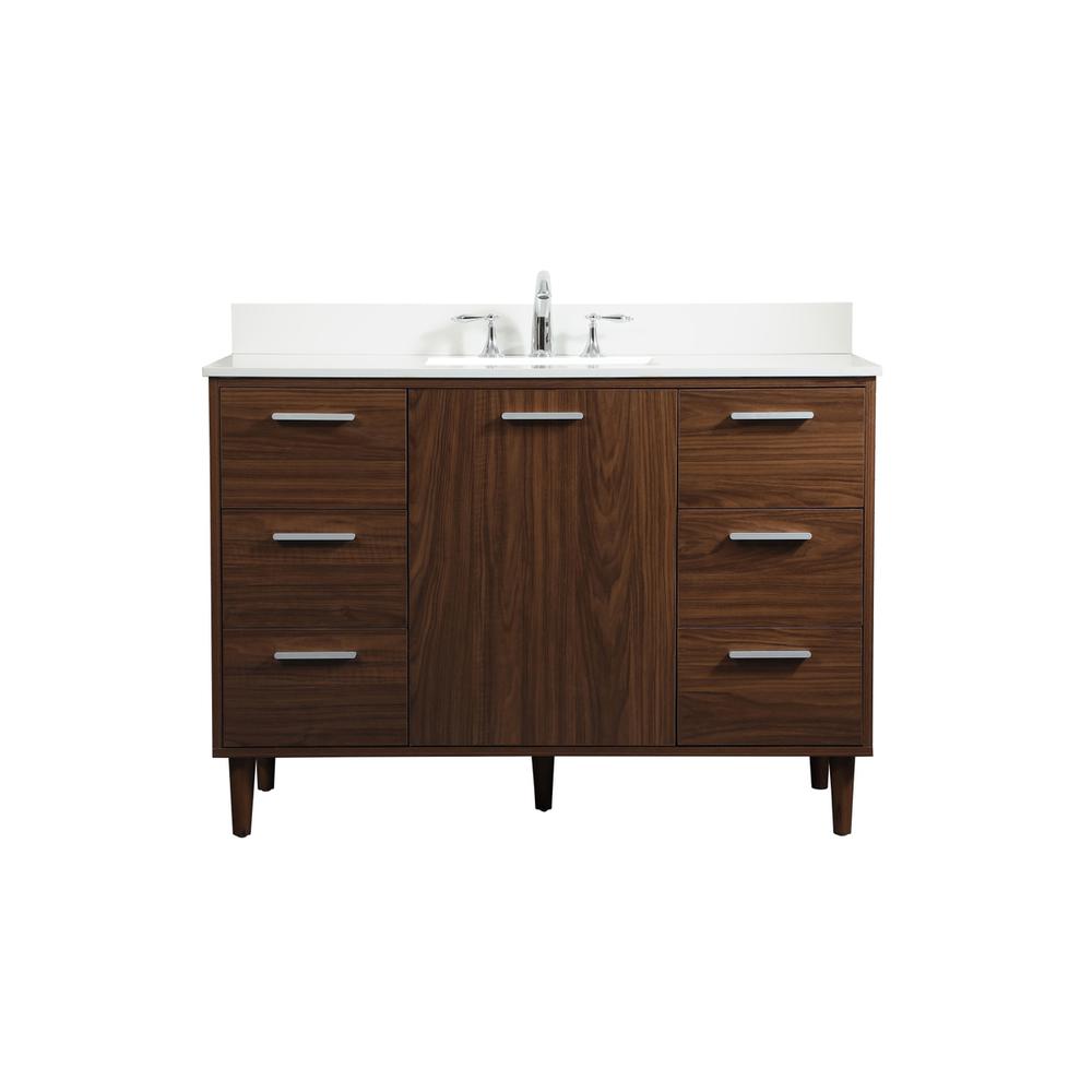 48 inch bathroom vanity in Walnut with backsplash. Picture 1