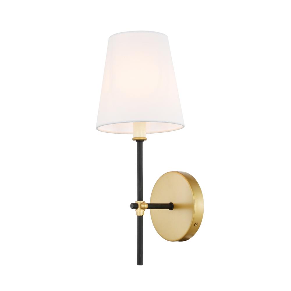 Mel 1 light Brass and Black and White shade wall sconce. Picture 6