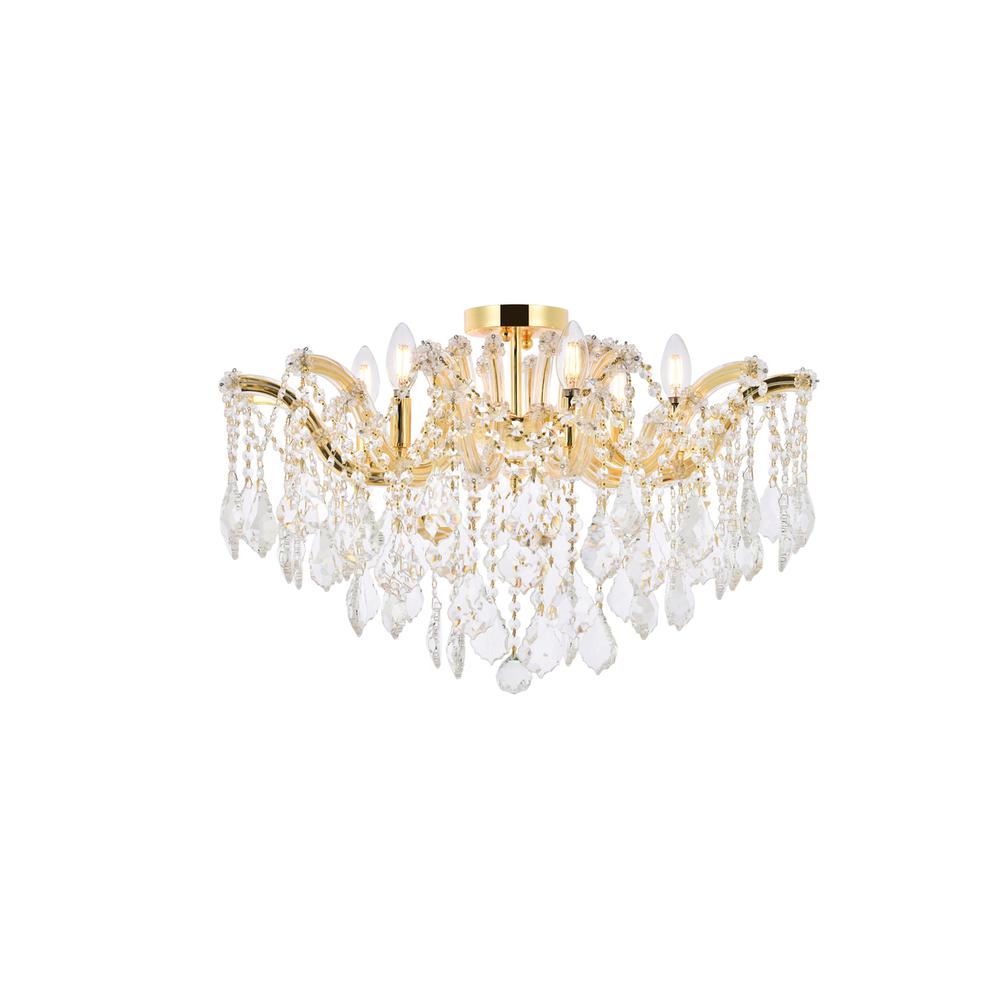Maria Theresa 6 light Gold Flush Mount Clear Royal Cut Crystal. Picture 1