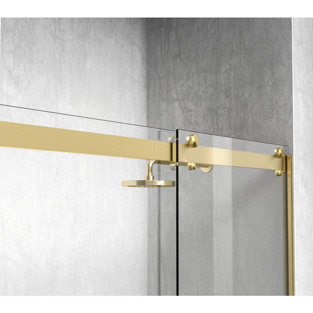 Semi-frameless shower door 48 x 76 Brushed Gold. Picture 5