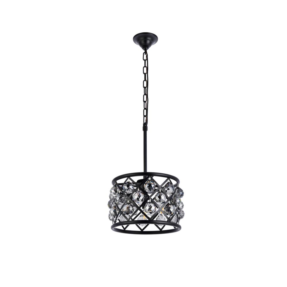 Madison 3 light Matte Black Pendant Silver Shade (Grey) Royal Cut Crystal. Picture 6