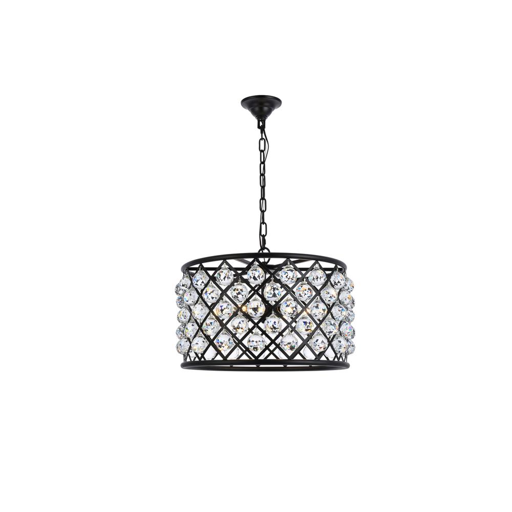 Madison 6 light Matte Black Pendant Clear Royal Cut Crystal. Picture 1