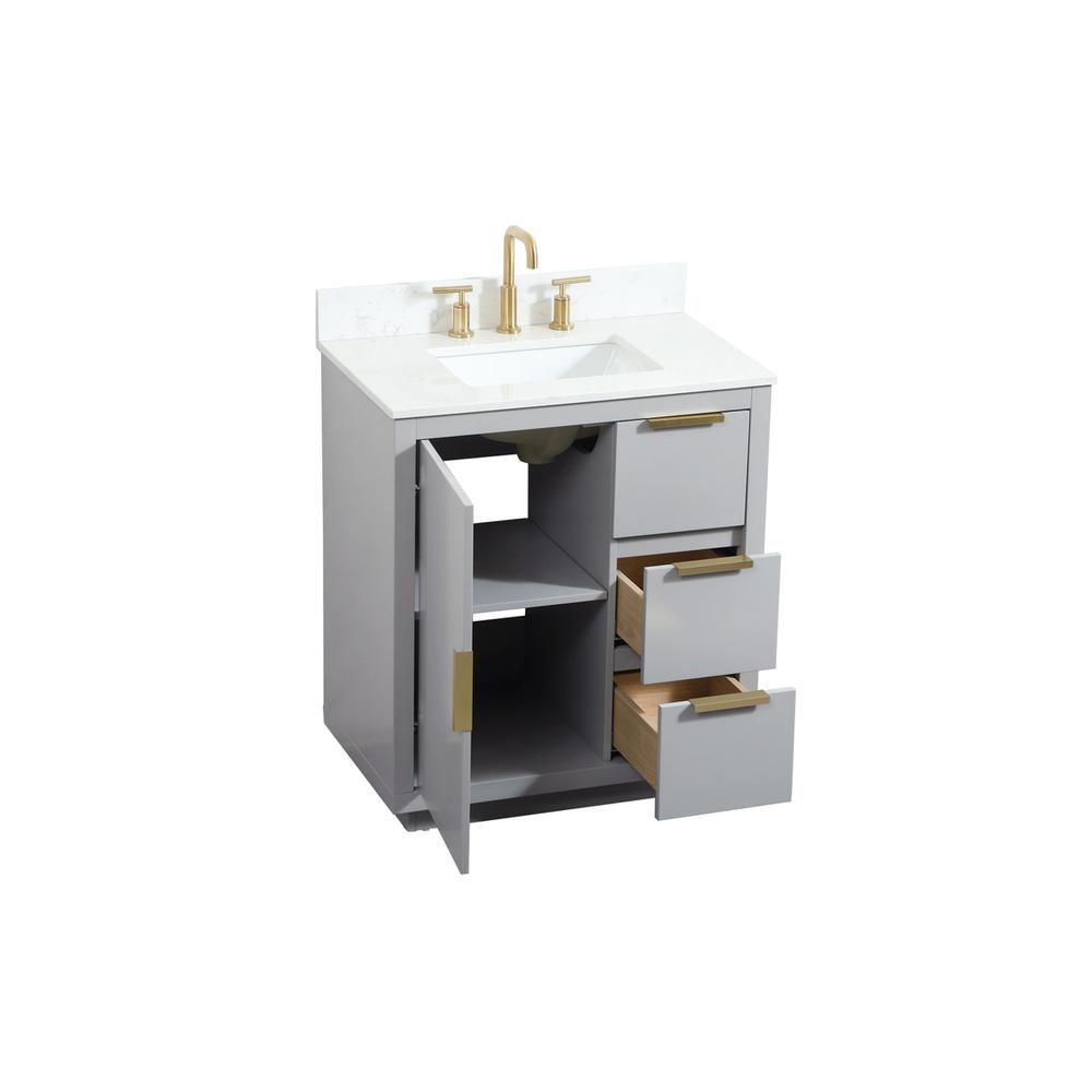 30 inch Single bathroom vanity in grey with backsplash. Picture 9