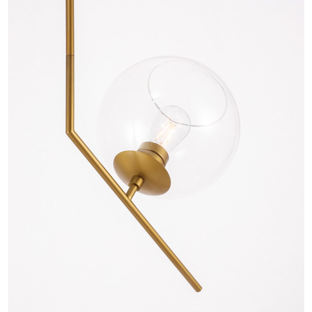 Ryland 1 Light Brassand Clear Glass Pendant. Picture 9