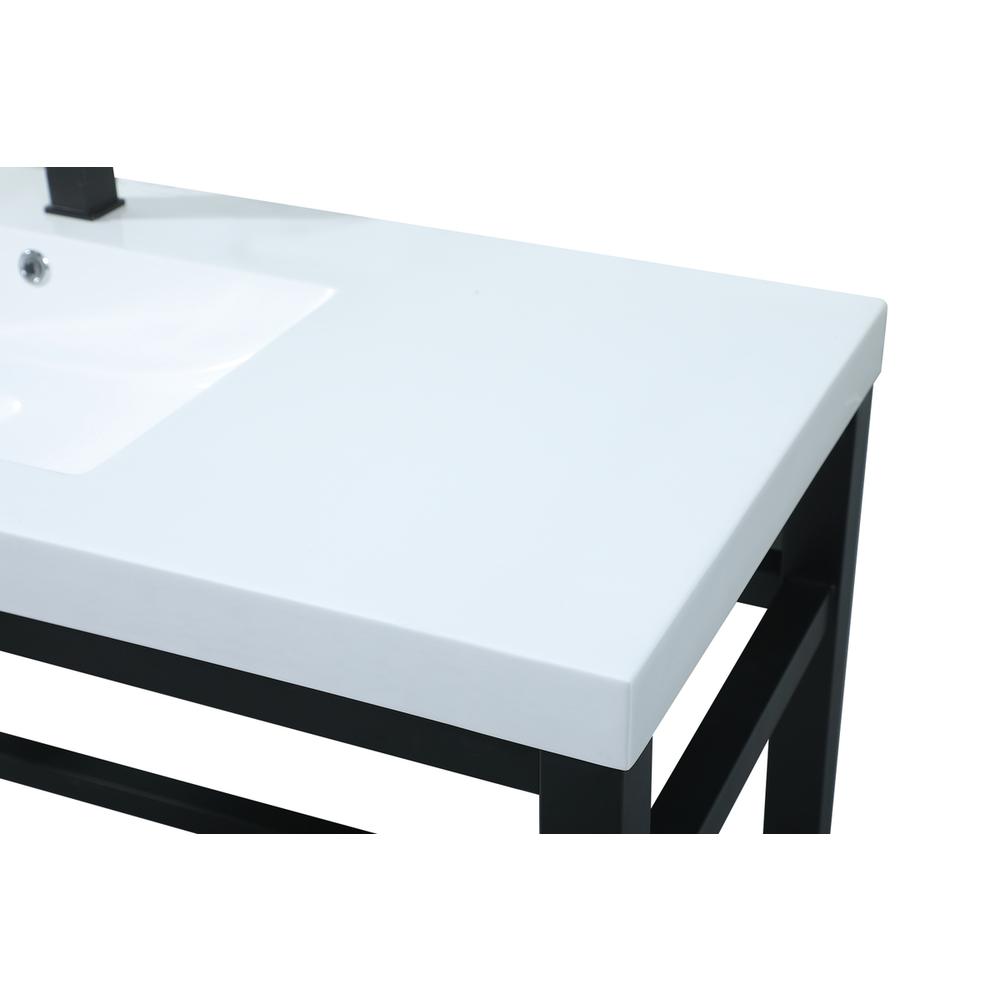 54 Inch ADA Compliant SIngle Bathroom Metal Vanity In Black. Picture 10