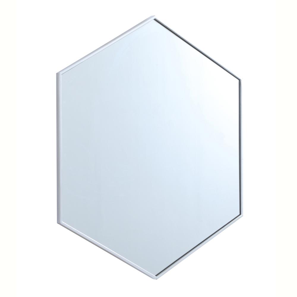 Metal frame hexagon mirror 38 inch in silver. Picture 4