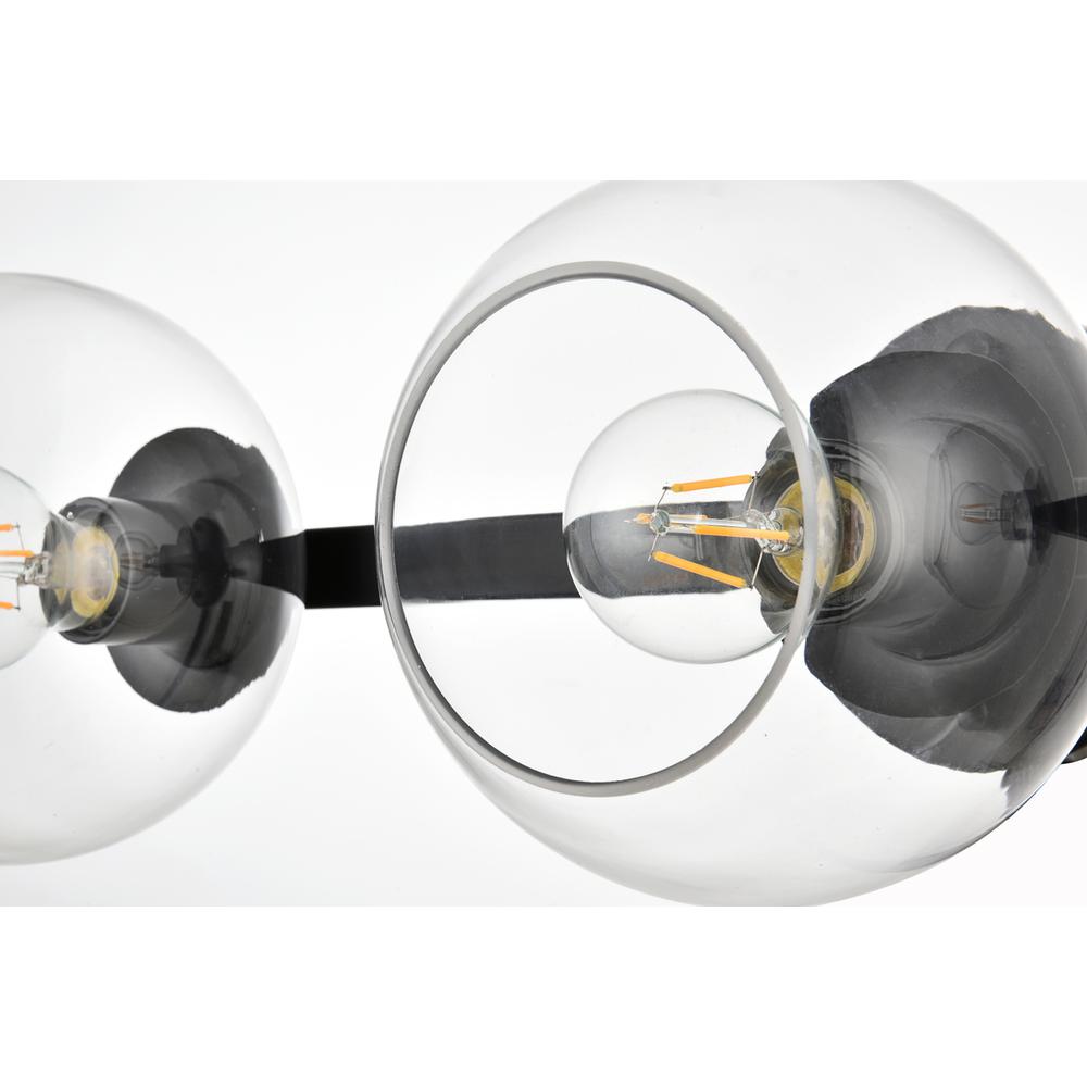 Rogelio 3 light Black and Clear Bath Sconce. Picture 3