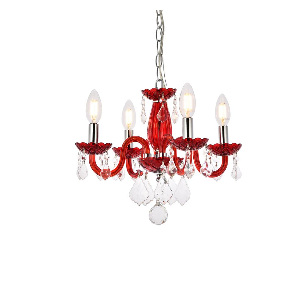 Rococo 4 light Red Pendant Bordeaux (Red) Royal Cut Crystal. Picture 2