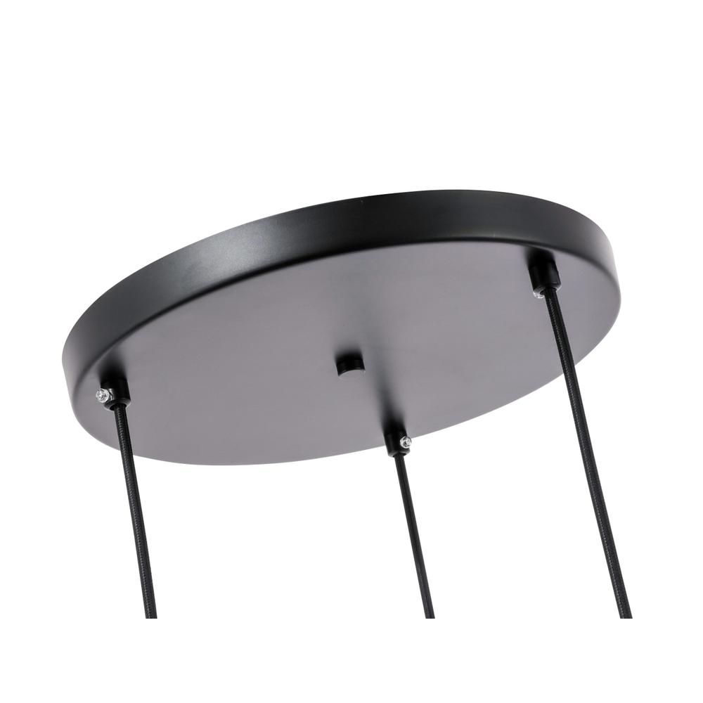 Gene 3 light Black and Frosted white glass pendant. Picture 13