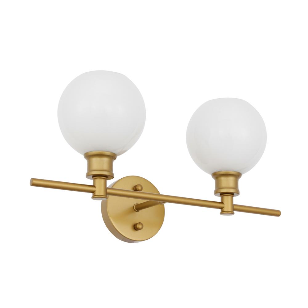 Collier 2 light Brass and Frosted white glass Wall sconce. Picture 6