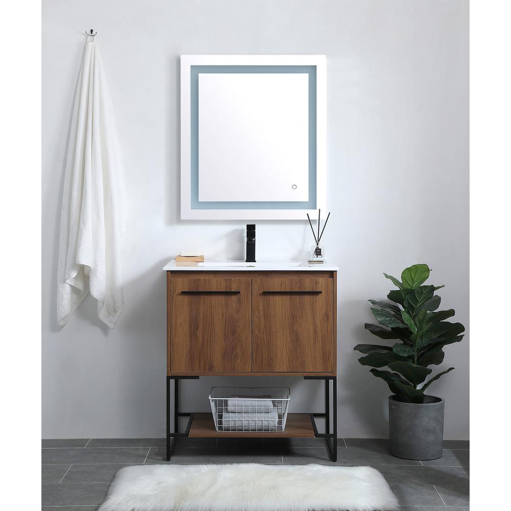 30 inch  Single Bathroom Vanity in Walnut Brown. Picture 6