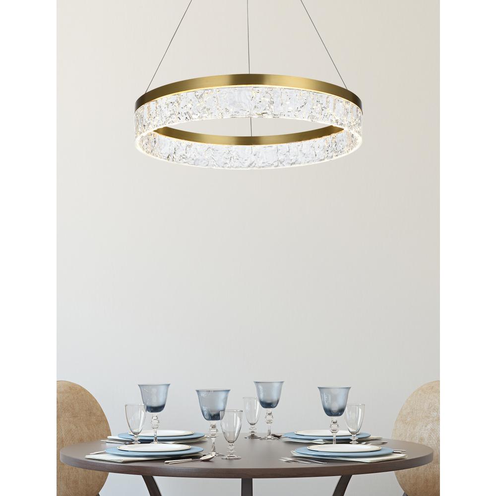Linden 22 inch Adjustable LED chandelier in Satin Gold. Picture 11