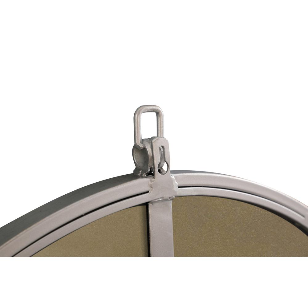 Metal frame Round Mirror with decorative hook 24 inch Silver finish. Picture 8