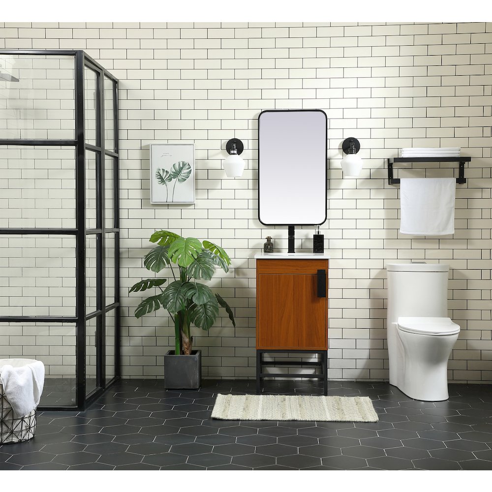 18 Inch Single Bathroom Vanity In Teak. Picture 5